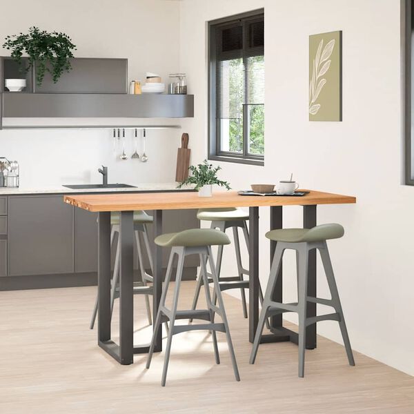 vidaXL Dining Table Light brown Solid oak wood Large Adjustable Feet