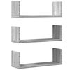 vidaXL Wall Shelves 3 pcs Grey Sonoma 22.8x7.1x7.1" Engineered Wood