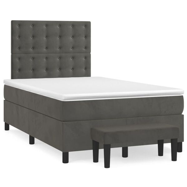 vidaXL Box Spring Bed Dark Grey Velvet Full Adjustable Headrests