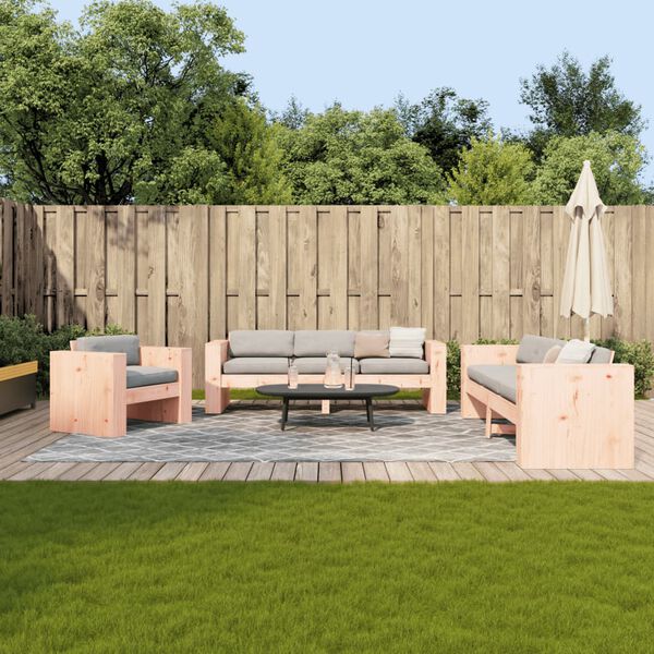 vidaXL Garden Lounge Set Natural Wood Solid Douglas Wood Medium Durable