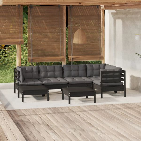vidaXL Garden Lounge Set Black, Anthracite