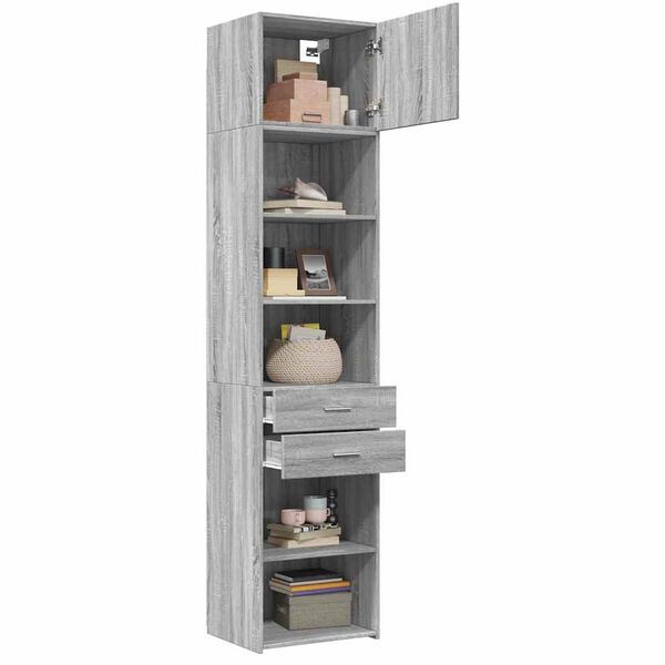 vidaXL Slim Storage Cabinet Grey Sonoma Engineered Wood Slim/Tall