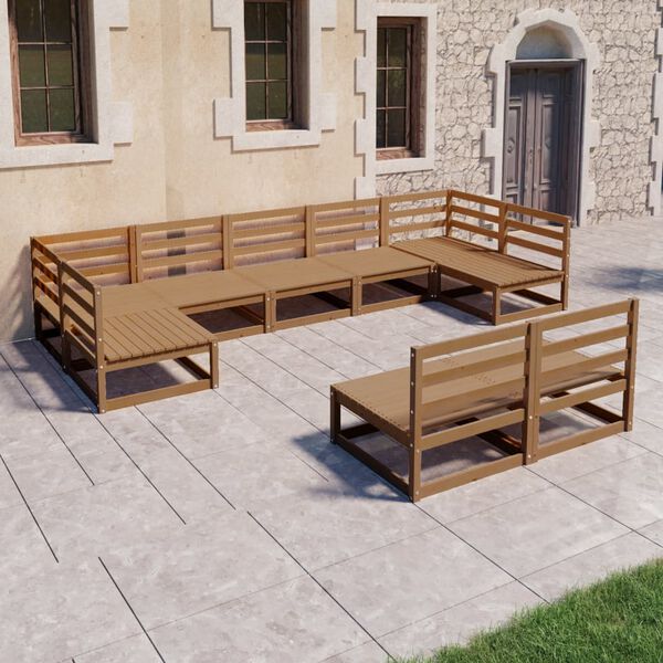 vidaXL Garden Lounge Set Honey brown Solid pinewood 9 Piece Set Modular