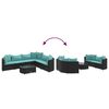 vidaXL Patio Sofa Set Set of 6 Black, Water blue