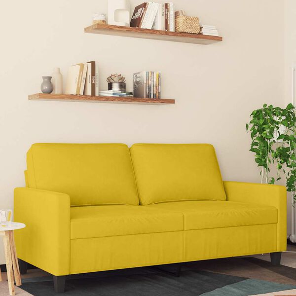 vidaXL 2-seater Sofa Yellow Velvet (100% polyester), metal, foam