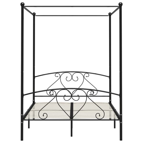 vidaXL Bed Frame Black Metal 55 x 79 in Bed Frame Rectangular