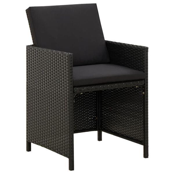 vidaXL Garden Chair Set of 2 Black PE rattan, powder-coated steel