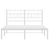 vidaXL Metal Bed Frame White Powder-Coated Steel Full Metal Bed Frame