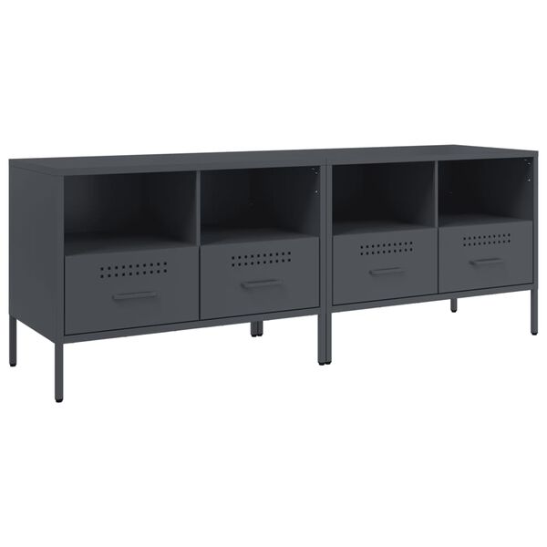 vidaXL TV Cabinet Set of 2 Anthracite Cold-rolled steel Medium
