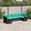 vidaXL Patio Sofa Set Black, Blue PE Rattan, Powder-Coated Steel, Polyester