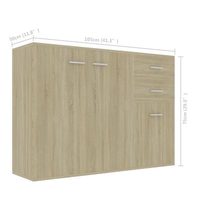 vidaXL Sideboard Sonoma Oak 41.3"x11.8"x29.5" Engineered Wood