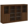 vidaXL Sideboard Set of 3 Brown Oak Engineered wood, Glass 64.2 in wide