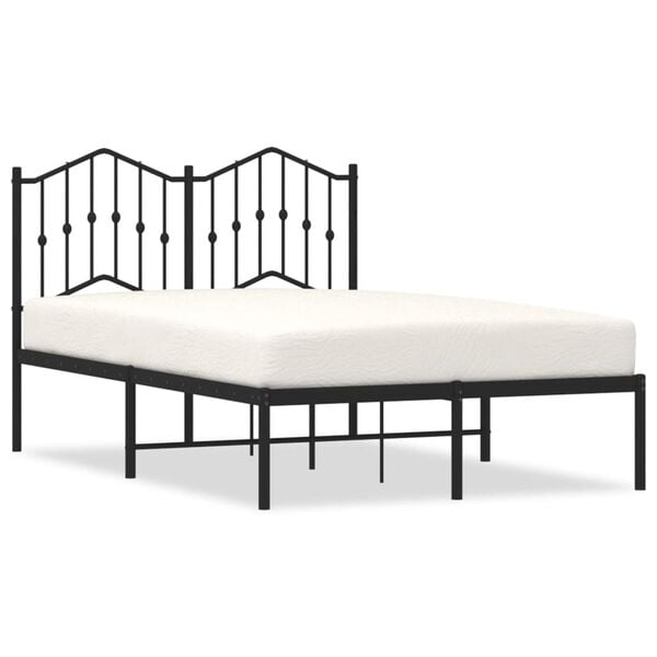 vidaXL Bed Frame Black Powder-Coated Steel 47.2x79 in Bed Frame