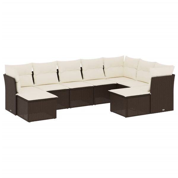 vidaXL Garden Sofa Set Brown, Cream white