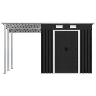 vidaXL Garden Shed with Extended Roof Anthracite 136.2"x76"x71.3" Steel