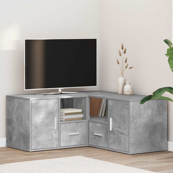 vidaXL Corner Cabinet Concrete gray Engineered wood 63x15.7x17.7 in