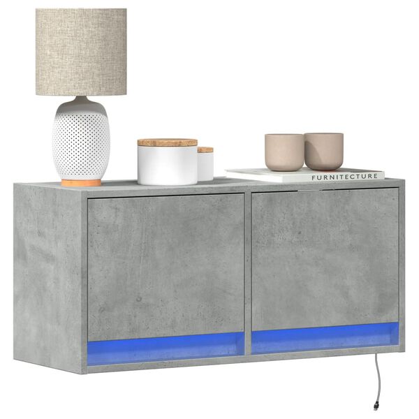 vidaXL TV Wall Cabinet Concrete grey Engineered wood Medium