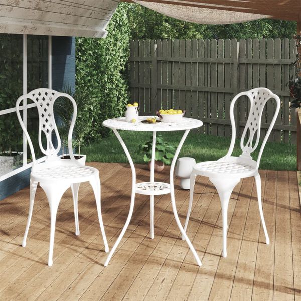 vidaXL Bistro Set White Cast Aluminum Small Durable Bistro Set Round