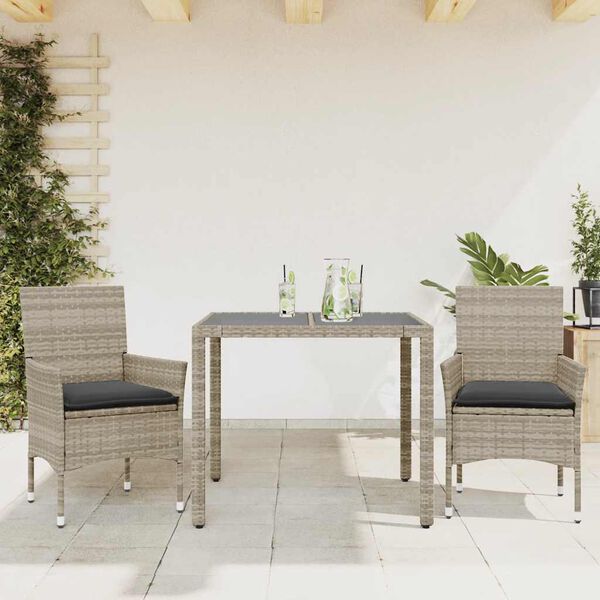 vidaXL Garden Dining Set Light grey PE rattan Compact Removable Covers