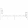 vidaXL Bed Frame White Powder-Coated Steel Double Storage Bed Frame