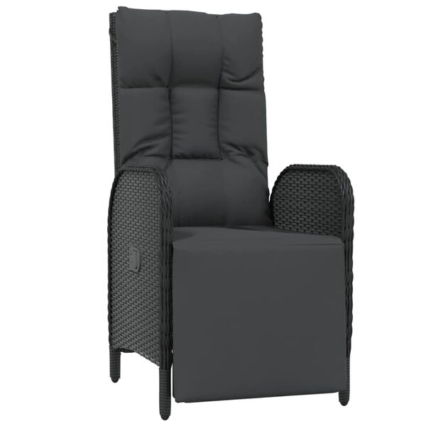 vidaXL Outdoor Reclining Chair Set of 2 Black