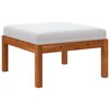 vidaXL Footstool Cream white cushion, Natural wood Solid Acacia wood
