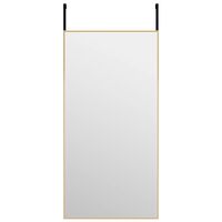 vidaXL Door Mirror Gold 15.7"x31.5" Glass and Aluminum