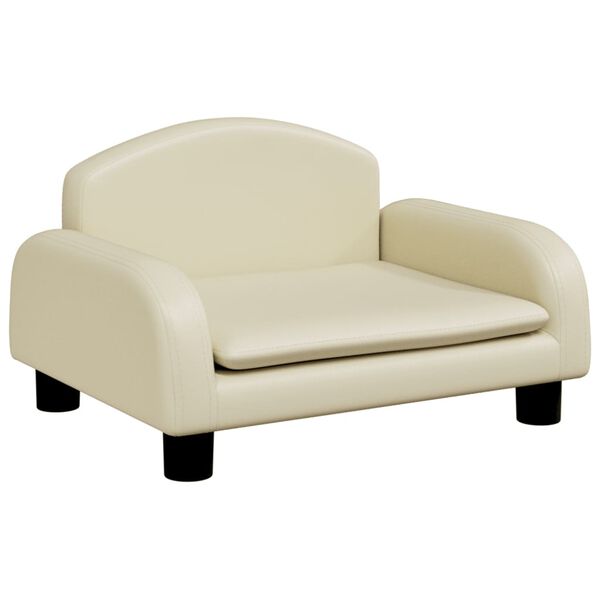 vidaXL Kids Sofa Cream Faux leather, Foam, Solid pine wood, Plastic Mini