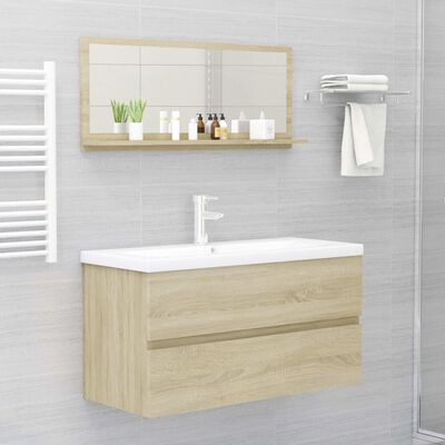 vidaXL Bathroom Mirror Sonoma Oak 35.4"x4.1"x14.6" Chipboard