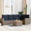 vidaXL 6 Piece Patio Sofa Set with Cushions Gray Poly Rattan