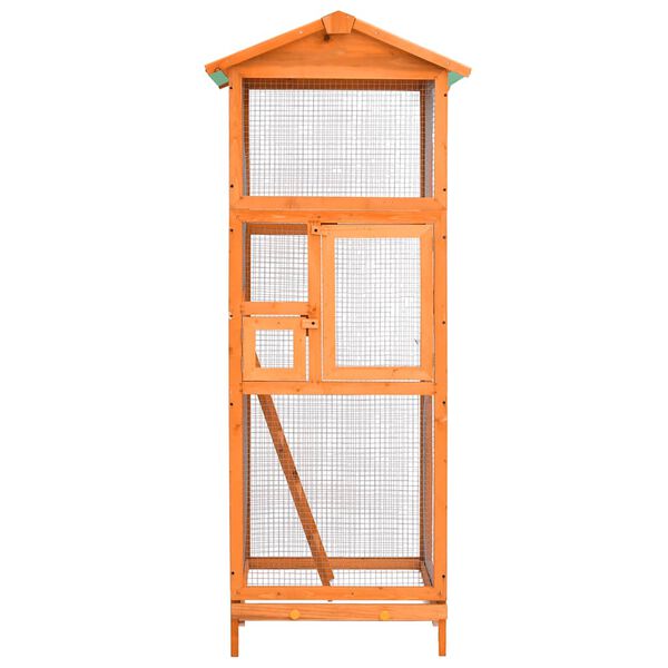 vidaXL Bird Cage Brown Solid Firwood Medium Durable Bird Cage