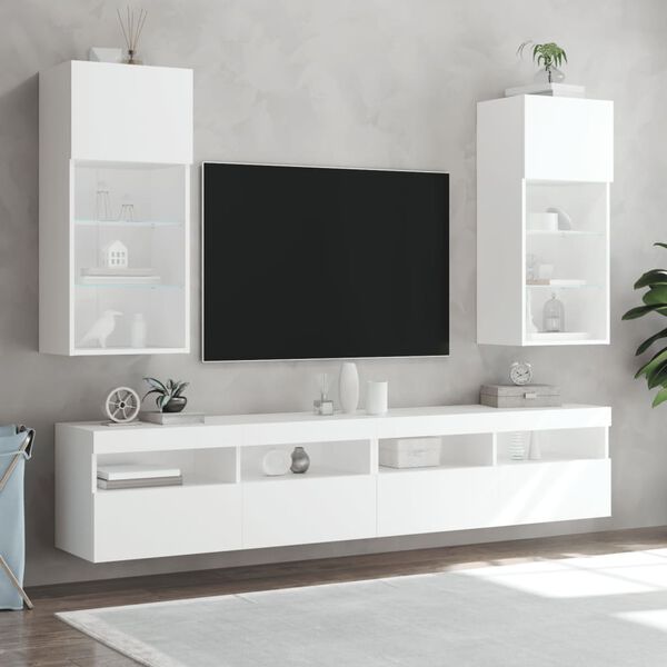 vidaXL TV Cabinet White Engineered wood, Glass TV Cabinet Rectangular