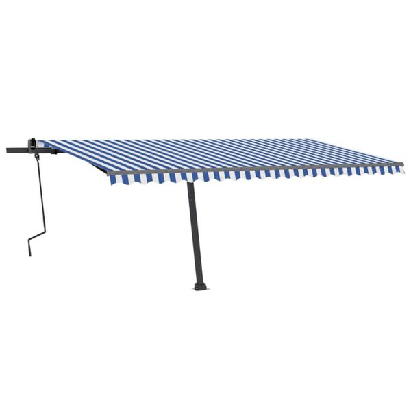 vidaXL Retractable Awning Blue and White Aluminum, Polyester Large