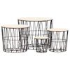 vidaXL Coffee Table Set of 4 Black MDF Stackable Coffee Table Round