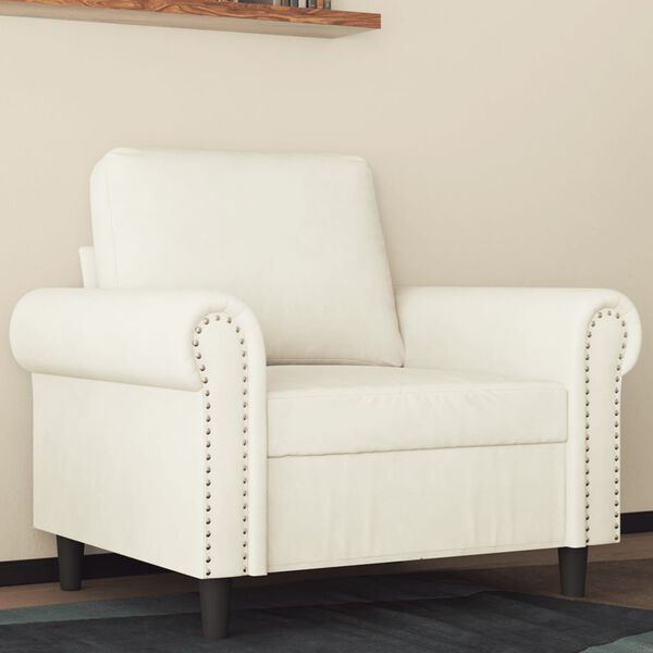 vidaXL Sofa Chair Cream Velvet (100% polyester), metal, textilene Single