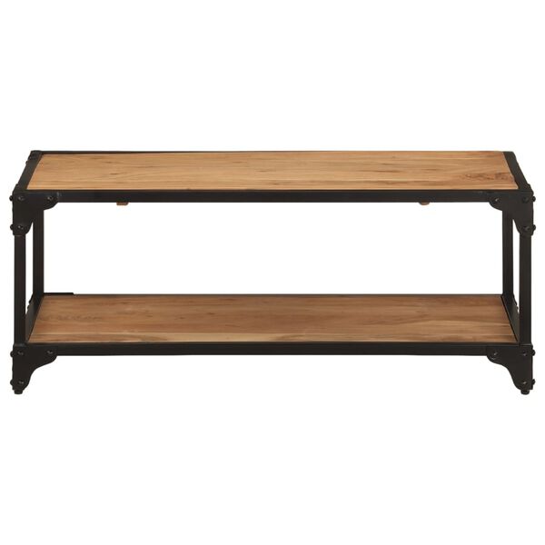 vidaXL Coffee Table Natural Brown Solid Acacia Wood, Powder-Coated Iron