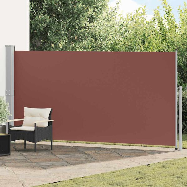 vidaXL Side Awning Brown Steel 63 x 196.9 in Retractable