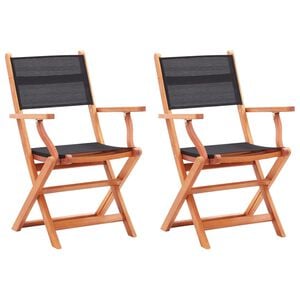 vidaXL Garden Chair Set of 2 Black and natural