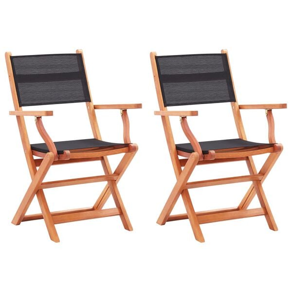 vidaXL Garden Chair Set of 2 Black and natural