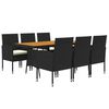 vidaXL Outdoor Dining Set Black PE rattan, steel, solid acacia wood, foam