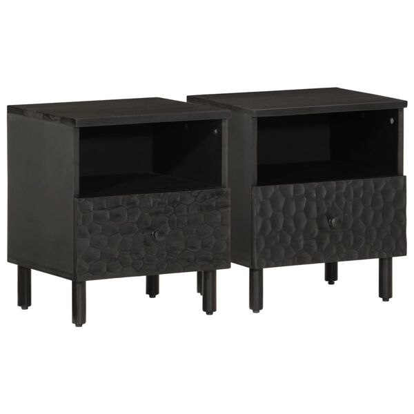 vidaXL Bedside Cabinet Set of 2 Black Solid mango wood, iron