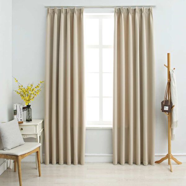 vidaXL Blackout Curtains with Hooks 2 pcs Beige 55.1x96.5"