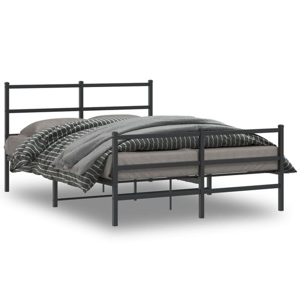 vidaXL Metal Bed Frame without Mattress with Footboard&nbsp;Black 55.1"x78.7"