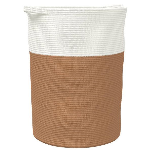 vidaXL Storage Basket Brown and White 100% Cotton Large Collapsible