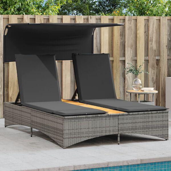 vidaXL Patio Double Sun Lounger Gray