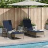 vidaXL Sun lounger Reclining 2 pcs Gray 35 x 35 x 32cm poly rattan
