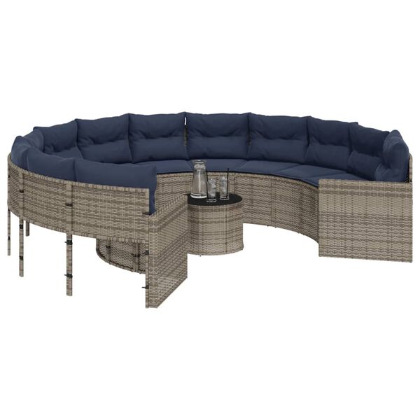 vidaXL Patio Sofa Gray PE rattan Large UV-resistant materials