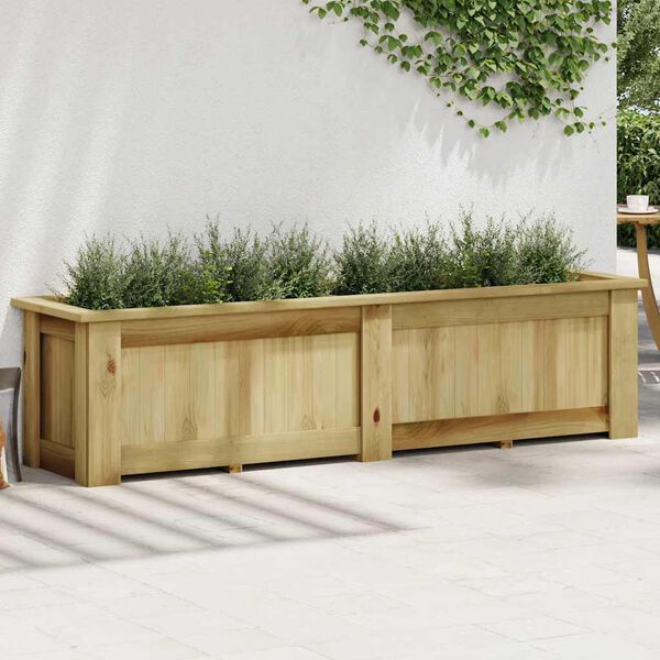 vidaXL Planter Green Treated Pinewood Large Planter Rectangular