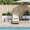 vidaXL Sun Lounger with Wheels and Cushion Beige Poly Rattan