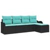 vidaXL Garden Sofa Set 5 pcs Black Poly Rattan